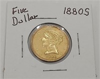 1880-S $5.00 Liberty head gold coin