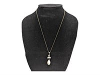 Cultured Pearl Drop Sterling Silver Necklace