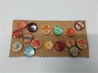 (15) vintage PA fishing buttons/pins