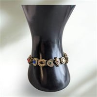 Goldette Slide Bracelet Multiple Faux Gems Pearls