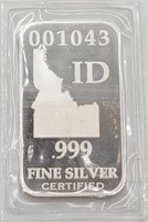 Idaho US State 1 Troy Oz Fine Silver Bar