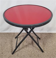 Round Folding Table Metal and Glass