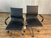 Pair of Black & Chrome Conference Chairs
