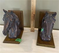 Metal and wood book ends