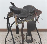 Kids/Pony Saddle 12" Seat Tooled Leather