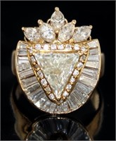18k Gold 4.78 ct Natural Trillion Cut Diamond Ring