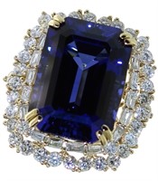 14kt Gold 24.51 ct Sapphire & Diamond Ring