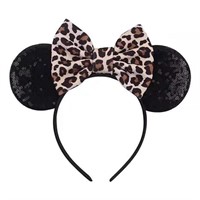 Eisyaa Leopard Mouse Ears Bow Headbands, Sequin ch