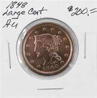 1848 Large Cent Coin AU