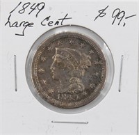 1849 AU Large Cent Coin