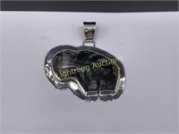 STERLING SILVER PICASSO MARBLE BUFFALO PENDANT