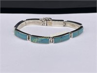 STERLING SILVER TURQUOISE INLAY BRACELET