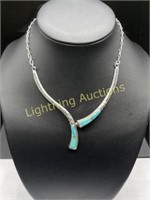 STERLING SILVER TURQUOISE INLAY NECKLACE