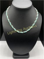 STERLING SILVER TURQUOISE INLAY NECKLACE