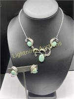STERLING SILVER TURQUOISE AND FILIGREE JEWELRY SET