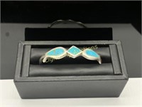 STERLING SILVER INLAY TURQUOISE CUFF BRACELET