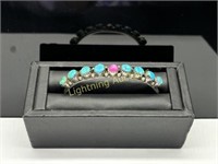STERLING OLD PAWN TURQUOISE CUFF BRACELET