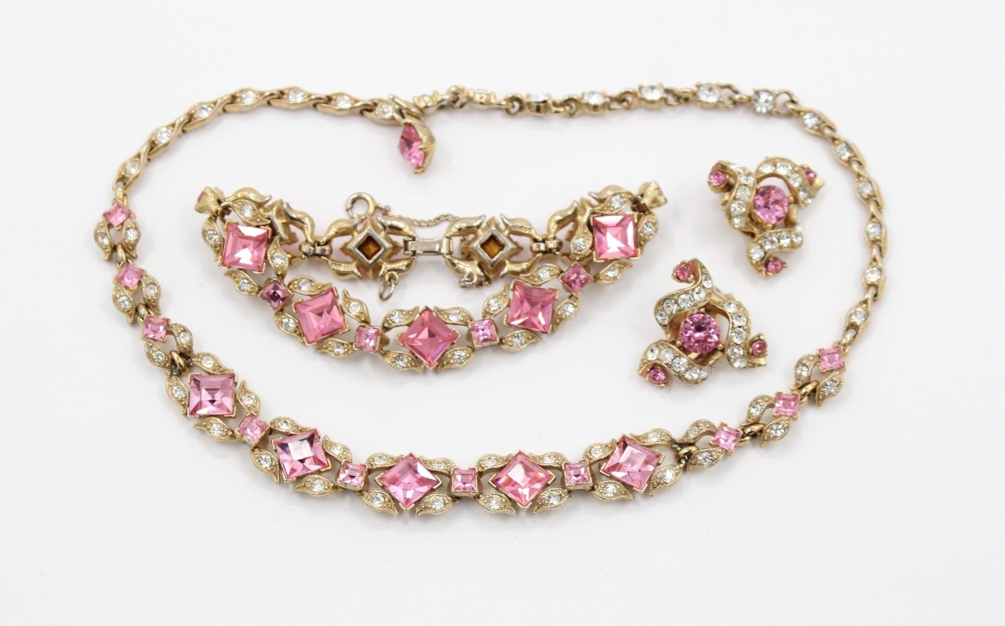 Stunning BOGOFF Vintage Pink Rhinestone Jewelry