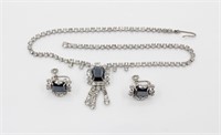 Vintage Deco Rhinestone Necklace And Earring Set