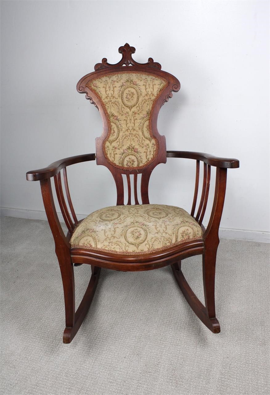 Antique Victorian Carved Mahogany Rocking Chair