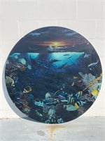 42” Christian Lassen Ocean Glass Tabletop Art