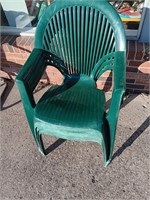 green plastic patio chairs