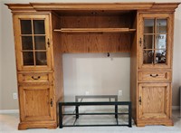Oak Ent Center or 2 Lit Display Cabinets TV Stand