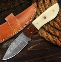 NEW Handmade Damascus Knife Leather Sheath 2 Tone
