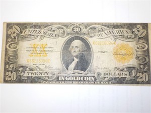 !922 "20 dollar"  Gold Note US. Currency/ VG.