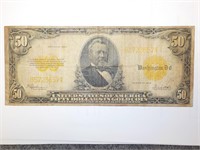 1922 $ 50.00 Gold note US. Bill/ President Grant.