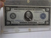 1914 $20 Kansas City US. Note/ blue/ real.