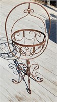 Wrought Iron Swinging Basket Porch Plant Stand