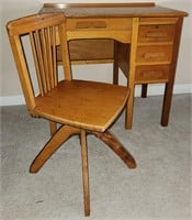 Vintage 1940's Child Desk  Adjustable Swivel Chair