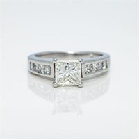 14kt Natural Princess Cut Diamond Engagement Ring