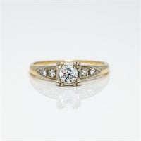 Antique 14k Fishtail Prong Diamond Engagement Ring