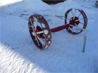 Decorative steel wheels and axle, Yard ornament