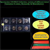 Superb Page of 8 Kennedy Half Dollars
