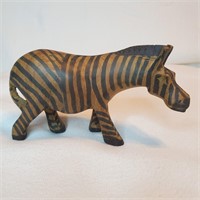Zebra Wood Figure Folk Art