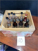 mini bottles in mini crate