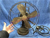 Antique GE oscillating brass 4-blade desk fan