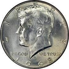 1968-D Silver 50 Cent US Coin -Kennedy Half Dollar