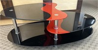 3-Tier Modern Red/ Black Glass Coffee Table
