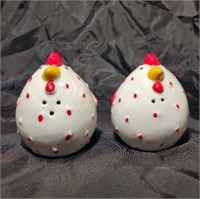Red Polka Dot Chickens Salt & Pepper Shakers