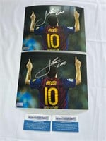 2 Lionel Messi Signed Photos With COA's
