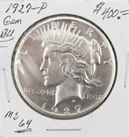 1927-P BU Silver Peace Dollar Coin