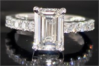 14kt Gold 3.65 ct Emerald Cut Lab Diamond Ring