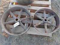 2 Conveyor belt steel wheels; 20" and 22"