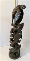 CARVED EBONY SEALIFE W/ VARIETY OF FISH AND