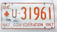 Plaque de véhicule 1967 centenaire CONFÉDÉRATION