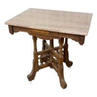 Antique Eastlake Marble Top Accent Table